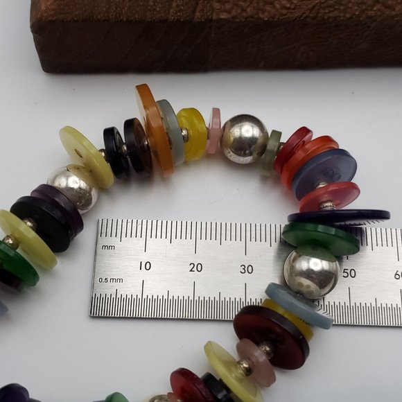 8 Inch 925 Sterling Silver Unique Many Buttons Handmade Bracelet - Picture 5 of 6